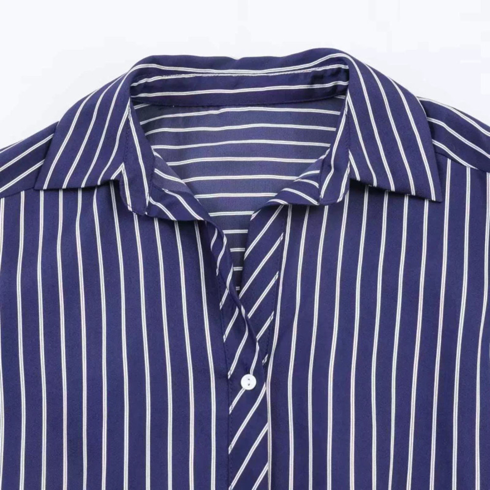 ZARA Summer Simple Versatile Puff Sleeve Striped Shirt